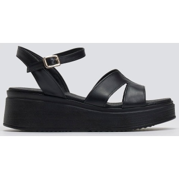 σανδάλια flatforms δερμάτινα tfp - μαύρο