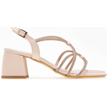 πέδιλα σατέν χαμηλά με στρας tfp - nude σε προσφορά