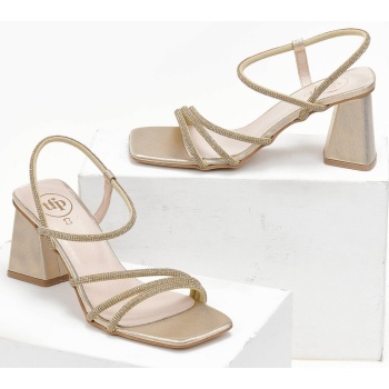 πέδιλα με στρας σατέν tfp - χρυσό