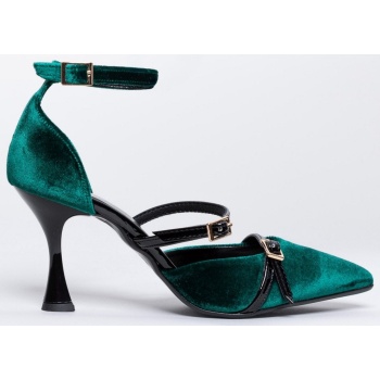 γόβες velvet με μπαρέτα tfp - κυπαρισσί σε προσφορά