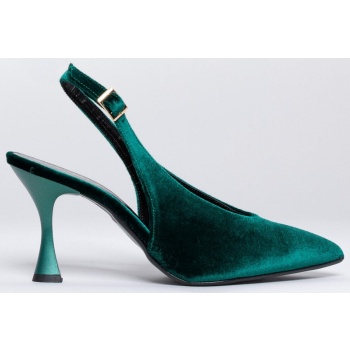 γόβες μυτερές slingback από velvet σε προσφορά