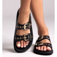  σανδάλια δερμάτινα με τοκάδες take me - μαύρο