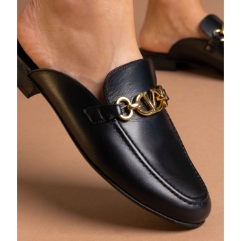 mules δερμάτινα κλειστά ragazza - μαύρο σε προσφορά