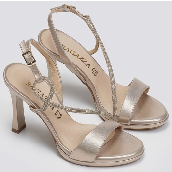 πέδιλα δερμάτινα με στρας ragazza 0996