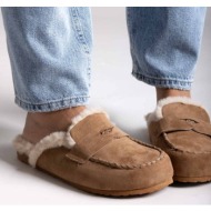  erynn suede winter slippers with faux fur - camel suede
