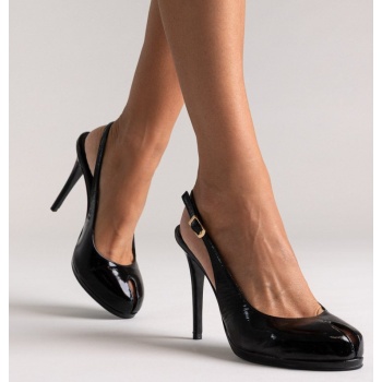 peep toe slingback heels iris - black σε προσφορά