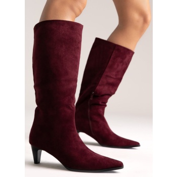 pointed suede boots with kitten heel  σε προσφορά