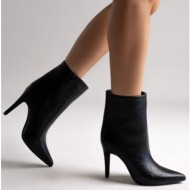  pointed croc-effect ankle boots - black croc