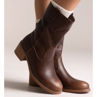  ankle boots low block heel - light brown matte