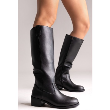 boots low block heel - black matte σε προσφορά