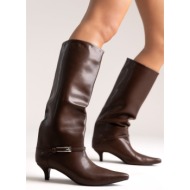  boots kitten heel - light brown matte