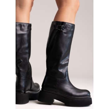 platform boots block heel - black matte σε προσφορά