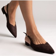  slingback pointed ballet flats tfp - brown suede