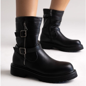 biker ankle boots buckle detail - black σε προσφορά