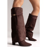  gaiter boots high block heel - brown suede