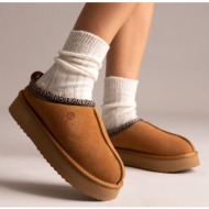  kelara fur lined winter slippers - camel suede