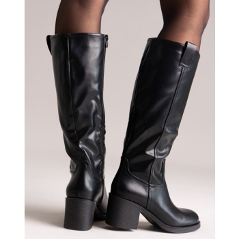 casual boots with low block heel zipper σε προσφορά