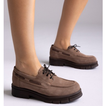 chunky sole oxfords tfp - taupe suede σε προσφορά