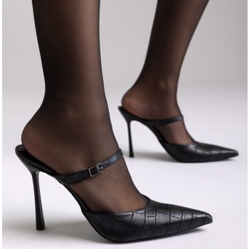 stiletto mules croc pattern tfp - black σε προσφορά