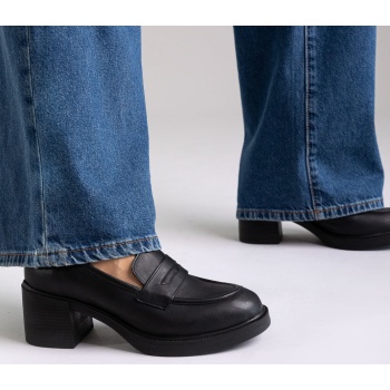leather loafers block heel tfp - black σε προσφορά