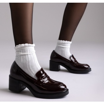 patent leather loafers block heel tfp  σε προσφορά