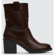  μποτάκια casual με τακούνι - καφέ