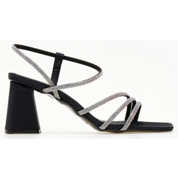 πέδιλα με στρας σατέν tfp - μαύρο