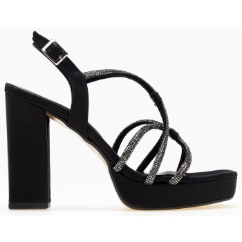 πέδιλα σατέν με crossover στρας