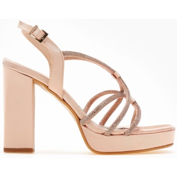 πέδιλα σατέν με crossover στρας