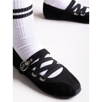 suede ballet flats with strap and studs σε προσφορά