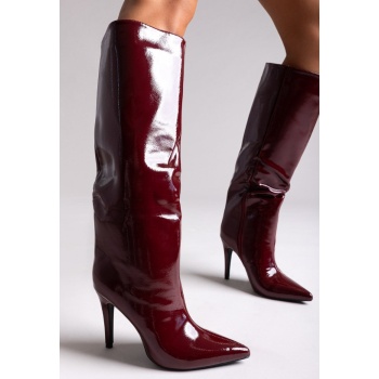 pointed patent boots with stiletto heel σε προσφορά