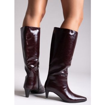 pointed crinkled patent boots with σε προσφορά