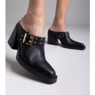  leather clogs with buckle iris - μαύρο