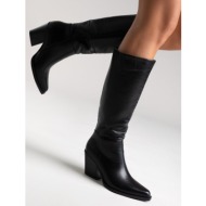  cowboy boots high block heel - black matte