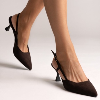 slingback kitten heel pumps tfp - brown σε προσφορά
