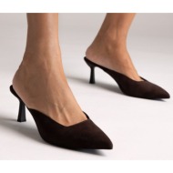  mules kitten heel tfp - brown suede