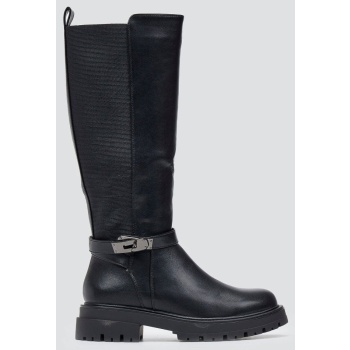 casual boots elastic side panel - black σε προσφορά