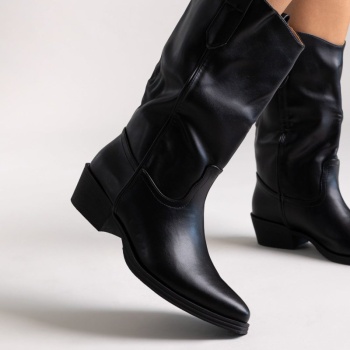 cowboy boots mid calf - black matte σε προσφορά
