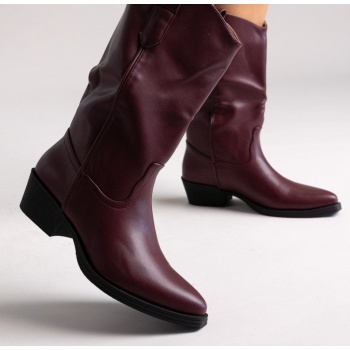cowboy boots mid calf - bordeaux matte σε προσφορά