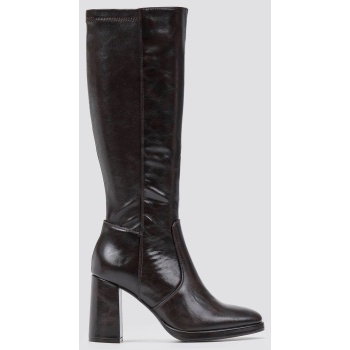 block heel stretch boots - dark brown σε προσφορά