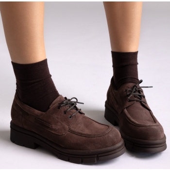 chunky sole oxfords tfp - brown suede σε προσφορά