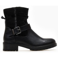  μποτάκια με ρίγα glitter erynn - μαύρο