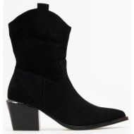  μποτάκια suede cowboy με μεταλλικά στοιχεία erynn - μαύρο