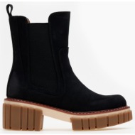  μποτάκια chelsea suede με chunky σόλα erynn - μαύρο