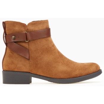 μποτάκια αστραγάλου suede με ζωνάκι  σε προσφορά