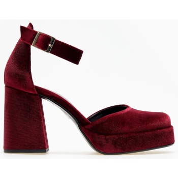 γόβες με μπαρέτα velvet tfp - μπορντό σε προσφορά