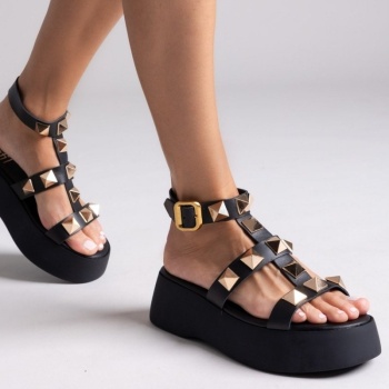 flatforms σανδάλια δερμάτινα με τρουκς