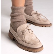  suede loafers with lug sole - taupe suede