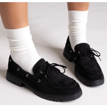 suede loafers with lug sole - black σε προσφορά