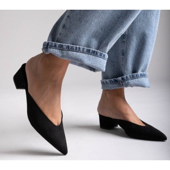 tfp pointed suede mules with block heel σε προσφορά